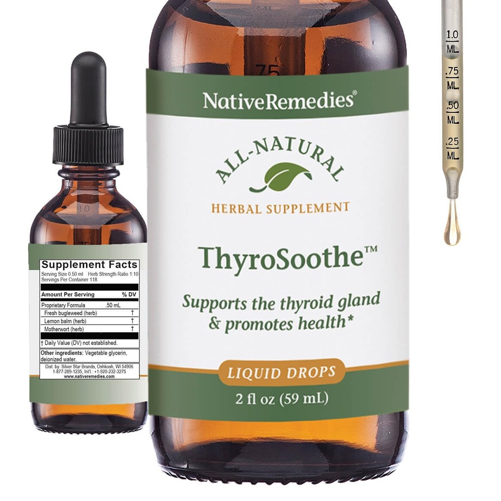 Native Remedies ThyroSoothe - All Natural Herbal Supplement lugnar sköldkörteln - stöder systemisk balans i endokrina systemet och sköldkörteln - 59 ml
