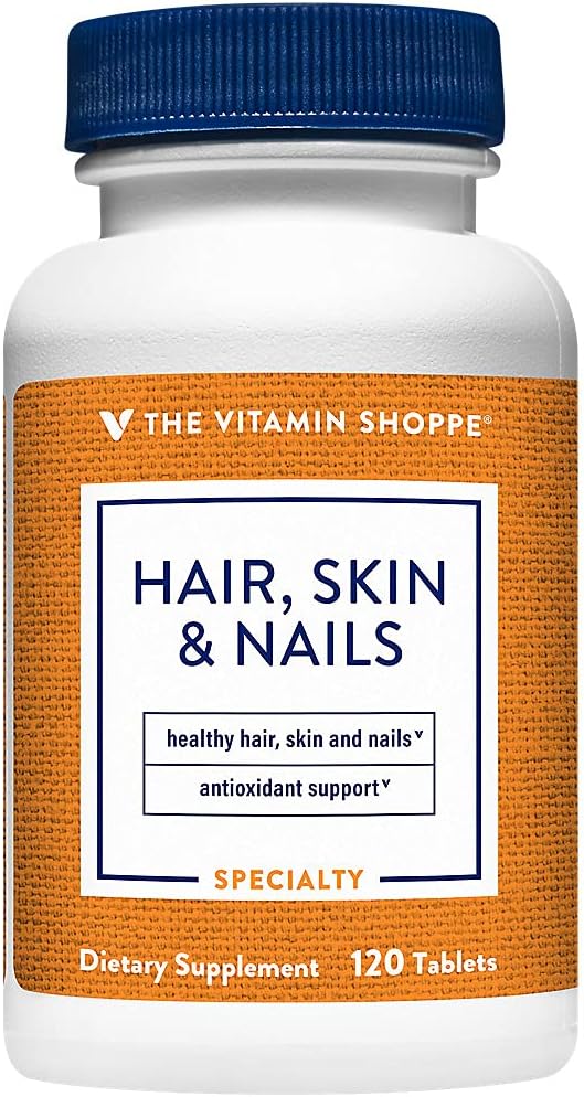 Vitamiini shoppe hiukset, iho ja kynnet, 400MCG Biotin, tukea terveitä Vibrant hiukset, terve iho ja vahvat kynnet (120 tablettia)