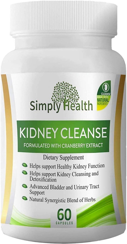 Premium Kidney Cleanse & Detox Health Supplement med organisk tranbär extrakt Stöder njure, blåsa & urinvägshälsa - Naturlig avgiftning för män och kvinnor - GMP Certified, 60 Veggie kapslar