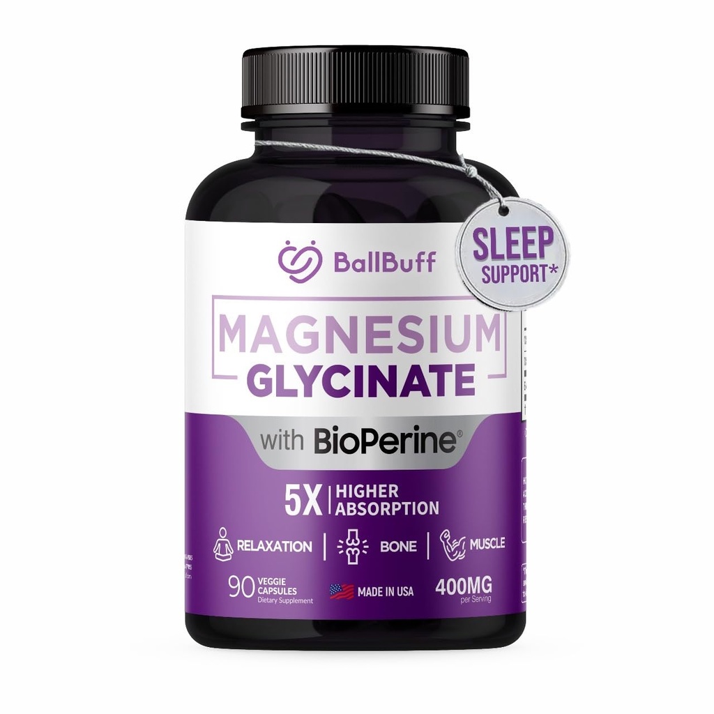 Magnesium Glycinate 400 mg - 5X Suurempi imeytyminen - Tuki Stressin lievitys, uni, luun terveys - 100% kelated - Pure Magnesium Supplement - 90 kasviskapselit