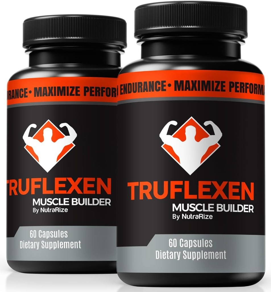 NutraRize (2 Pack) Truflexen Pills, Tru Flexen Muscle Builder, Natural Supplement för att stödja övergripande Wellness, Premium Performance Capsules, Officiella Sanna Flexen Recensioner (120 kapslar)