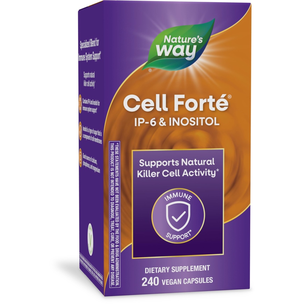 Nature's Way Cell Forté IP-6 & Inositol Immuno Support Supplement with Calcium, Fosforus, and Magnesium *, Gluteeniton, Vegaani, 240 kapselia (Pakkaus toukokuussa Vary)