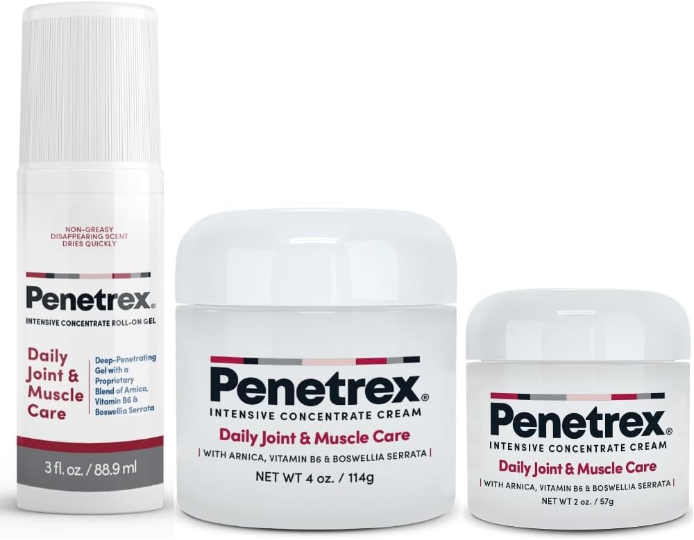 Penetrex Joint & Lihasterapia Trio - rauhoittava Comfort takaisin, kaula, kädet, jalat - Premium koko kehon, hieroa Arnica, B6-vitamiini MSM & Boswellia - 2oz, 3oz, 4oz
