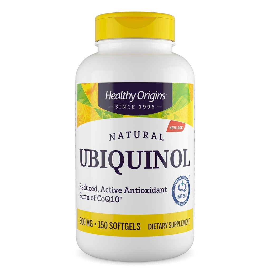 Hälsosamma ursprung Ubiquinol (Active Form of CoQ10), 300 mg - Ubiquinol Supplements for Heart Health & Antioxidant Support - Glutenfri och icke-GMO Supplement - 150 Softgels