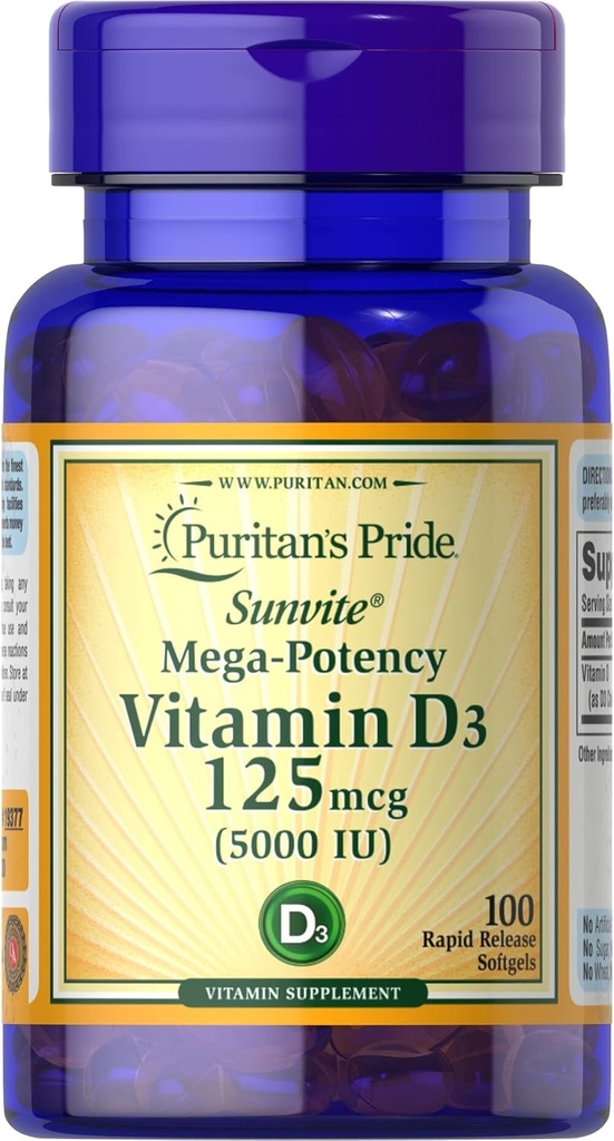 Puritaanin ylpeys D3, 5000 IU, 100