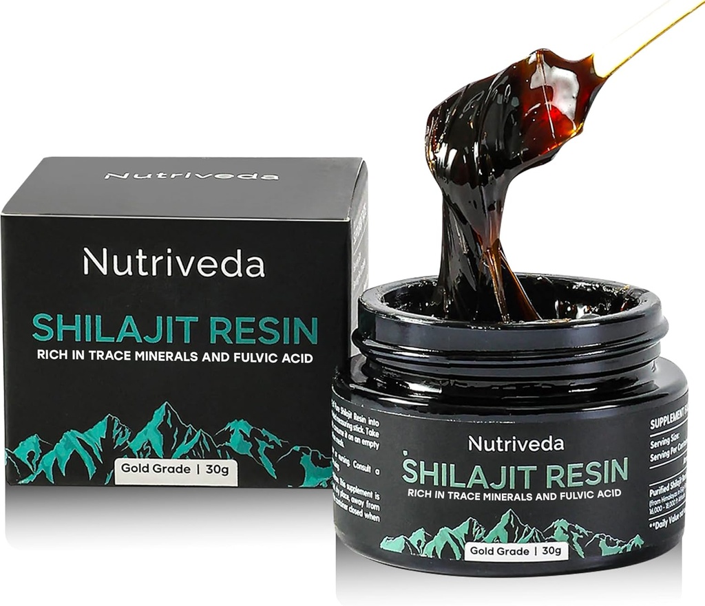 Premium Shilajit Resin 600mg - Gold Grade Himalayan Shilajit - Rich in Trace Minerals and Fulvic Acid for Energy and Immune Support - Third-Party Tested - 30g (Improved Taste, Less Bitter)