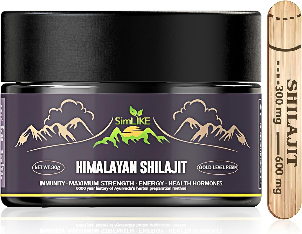 shilajit Pure Himalayan Organic - Gold Grade Shilajit Resin med organiska ayurvediska örter i hög styrka för energi, styrka och immunitet, 30 gram