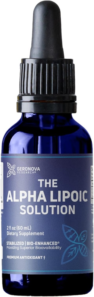 Geronova Research The Alpha Lipoic Solution, 2 fl oz - 2 kuukauden toimitus - Vakautettu Bio-Enhanced Alpha Lipoic Acid Liquid for Superior Biosability - ALA täydennysosan nopea imeytyminen