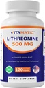 Vitamatic L-Threonine 500mg - 120 Vegetabiliska kapslar främjar hälsosam lever, kardiovaskulär och strukturell funktion