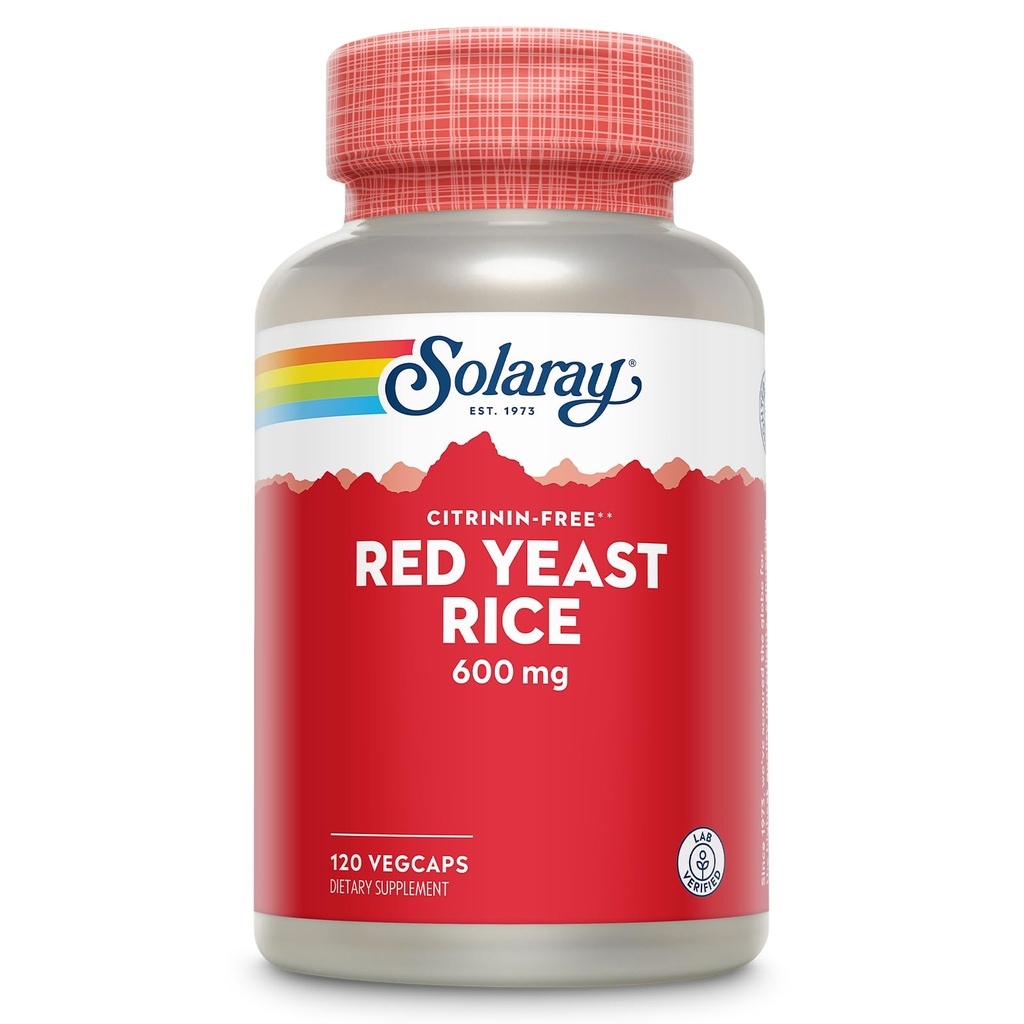 SOLARAY Red Yeast Rice 600mg System Support, ei-Ir säteily & ei Citrinin, Lab todennettu, 120 VegCaps