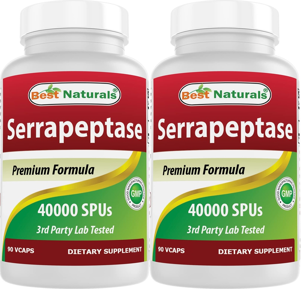 Best Naturals Serrapeptaasi 40000 SPU 90 Vcap (90 Vcapt (Pakkaus 2))