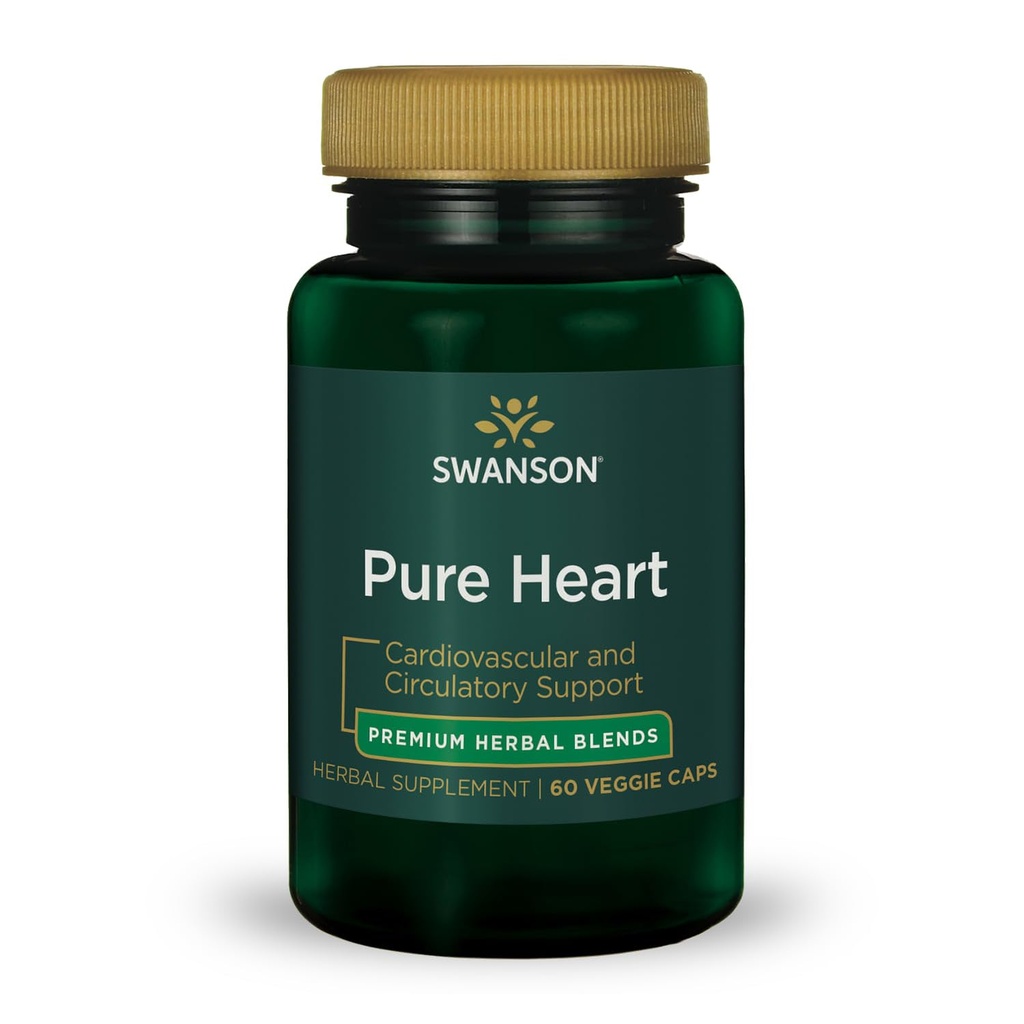 Swanson Pure Heart Cardiovascular Circulatory Health Antioksidantti Resveratrol Verenpaine Kolesteroli Tuki Herbal täydentää 60 kasviskapselit (Vegie Caps) Vegan
