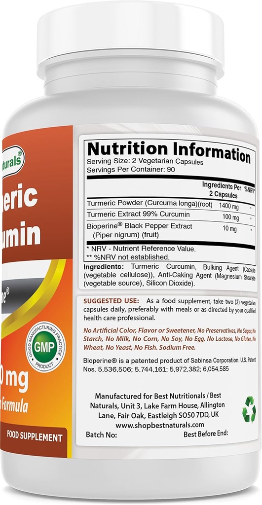 Gurkmeja Curcumin 1500mg med Bioperine & Magnesium Oxide 500 mg