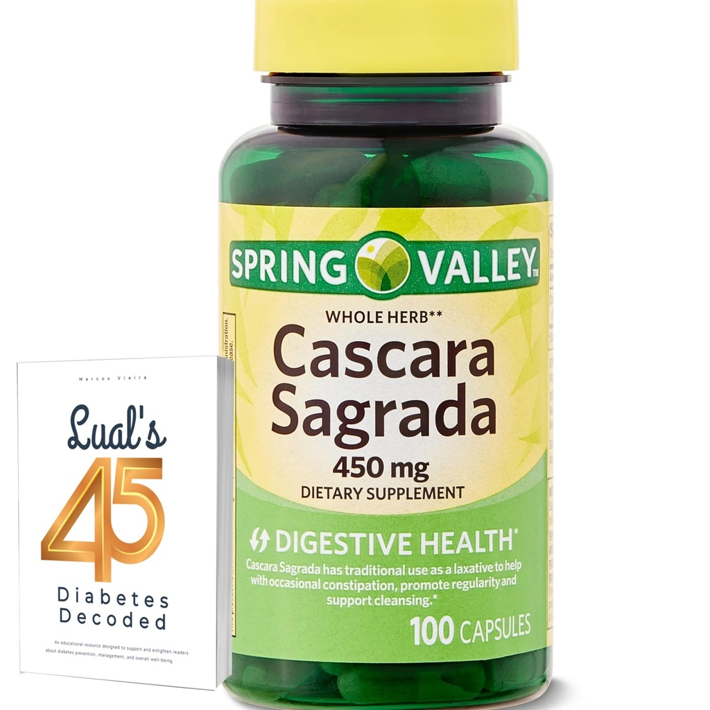 Cascara Sagrada 450mg. Spring Valley Cascara Sagrada 450mg 100 greve, hel ört Cascara Sagrada Digestive Health Dietary Supplement Capsules Bundle med Lualls 45 Diabetes Avkodade