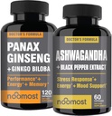 NooMost Authentic Korean Red Panax Ginseng + Organic Ashwagandha med Ginkgo Biloba & Black Pepper