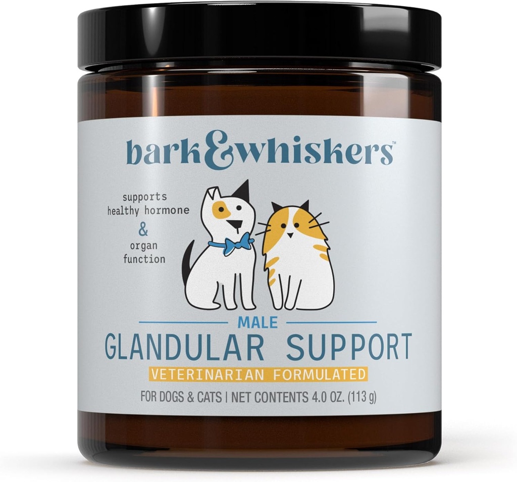Dr. Mercola Bark & Whiskers Glandular Support - Tukee Umpieritys ja elinten terveys - Freeze-Dried Formula - Hormonittomia ainesosia - Mies - 75 Scoops (4 oz)