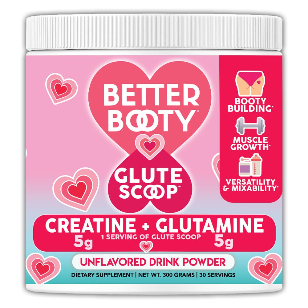 Better Booty Glute Scoop, Creatiini naisille Creatiini + L. Glutamiini Aminohappo, Täydellinen Drink Mix täydentää, makuamaton (300 grammaa, 30 tarjoilua)