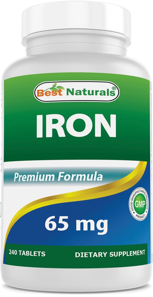 Best Naturals Iron Supplement - 65 mg - 240 tablettia - ei-GMO & gluteeniton