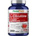 NusaPure L-Citrulline 2400mg 200 Kasvisruokaa tabletteja (ei-GMO, Gluteeniton, 100 päivän toimitus, Bioperine)