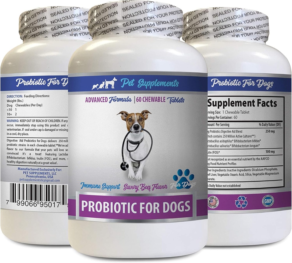 Bad Dog Breath Remedy - PROBIOTICS for Dogs - Healthy Gut - Stop Gas Diarrhea and Bad Breath - Digestive Boost - Dog probiotika Bad Breath - 1 Bottle (60 Treats)