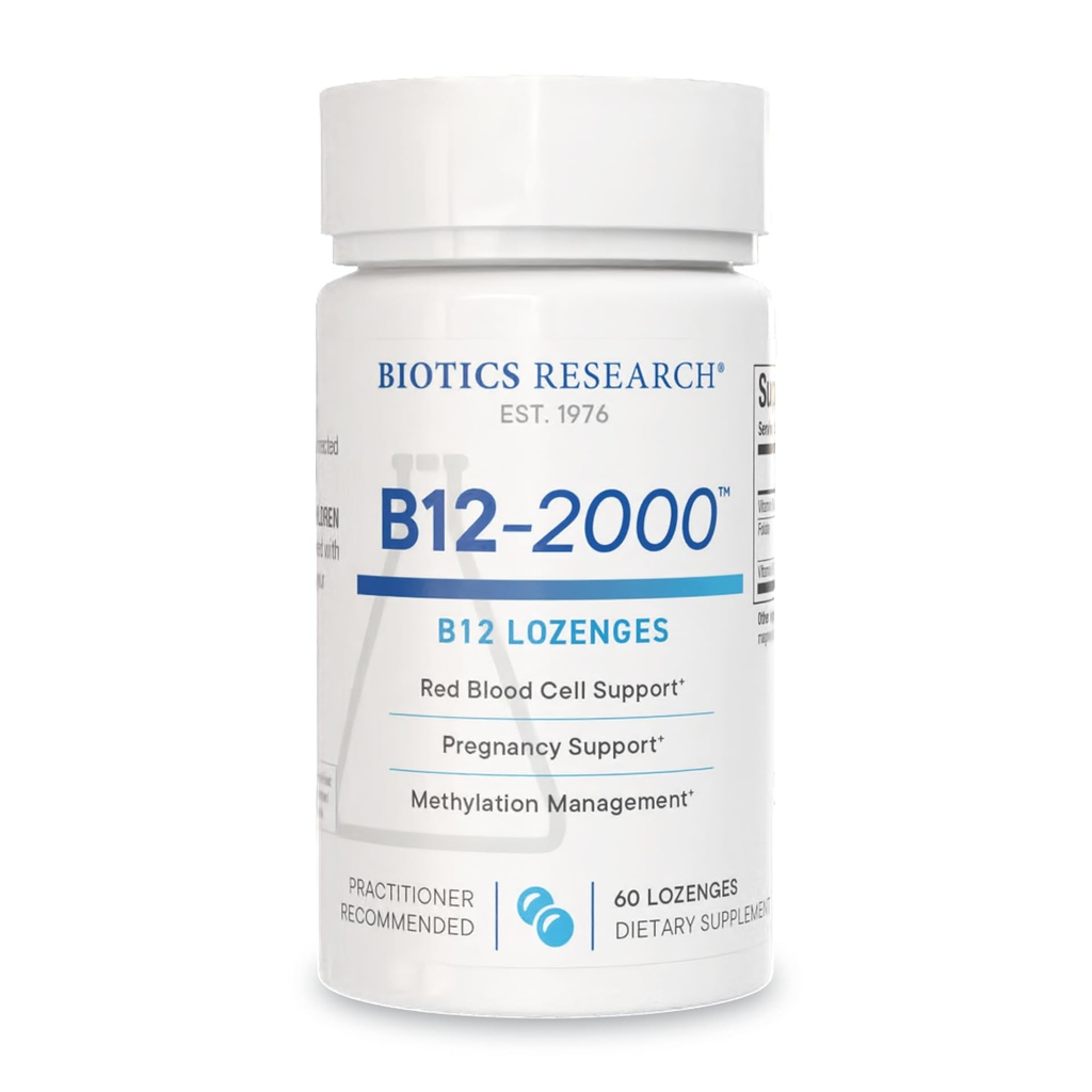 Biotics Research B12-2000TM-vitamiini B12 2000 mikrog, B6, Folate