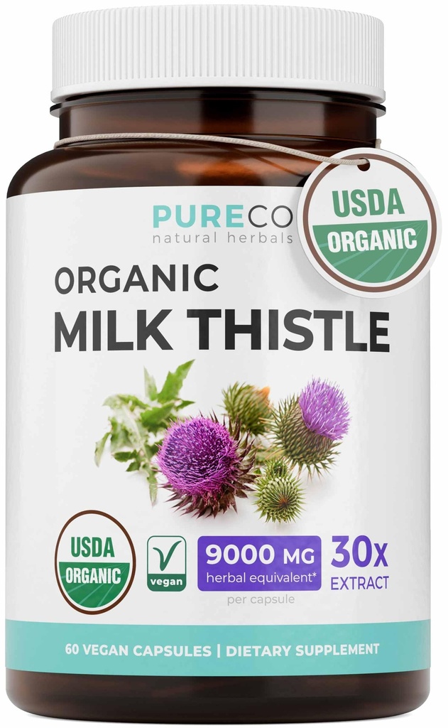 USDA Organic Milk Thistle kapselit - 80% Silymarin täydentää maksan tukea Super voidetta 300mg 30:1 Milk Thistle uute vastaa 9000mg - Milk Thistle Liver Detox 60 päivän toimitus