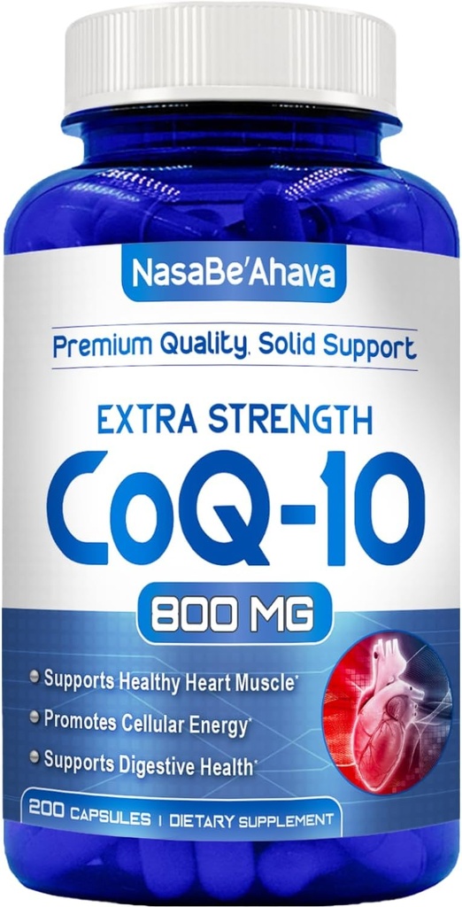 Q10 800mg kapslar | Vegan Friendly Coenzyme Q10 800mg från Easy Absorption Ubiquinone Supplement for Skin Heart and Energy Support | Made in the USA in cGMP Facilities (100 portioner)