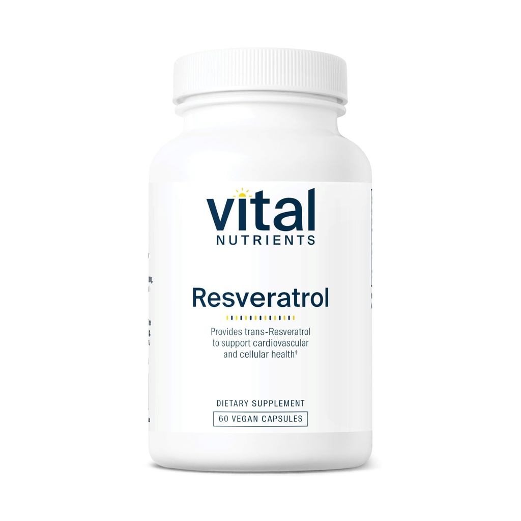Vital Nutrients Resveratrol | Ultra High Potency Antioxidant | Trans Resveratrol för kardiovaskulär och Cell Health Support * | Vegan Supplement | Gluten, Dairy och Soy Free | Icke-GMO | 60 kapslar