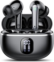 Langattomat kuulokkeet, Bluetooth 5.3 Kuulokkeet Big Bass Stereo, korvanuket, joissa on melu Canceling Mic LED-näyttö, korvakuulokkeet IP7 vedenpitävä, 50H Leikkiaika urheilulle, musta
