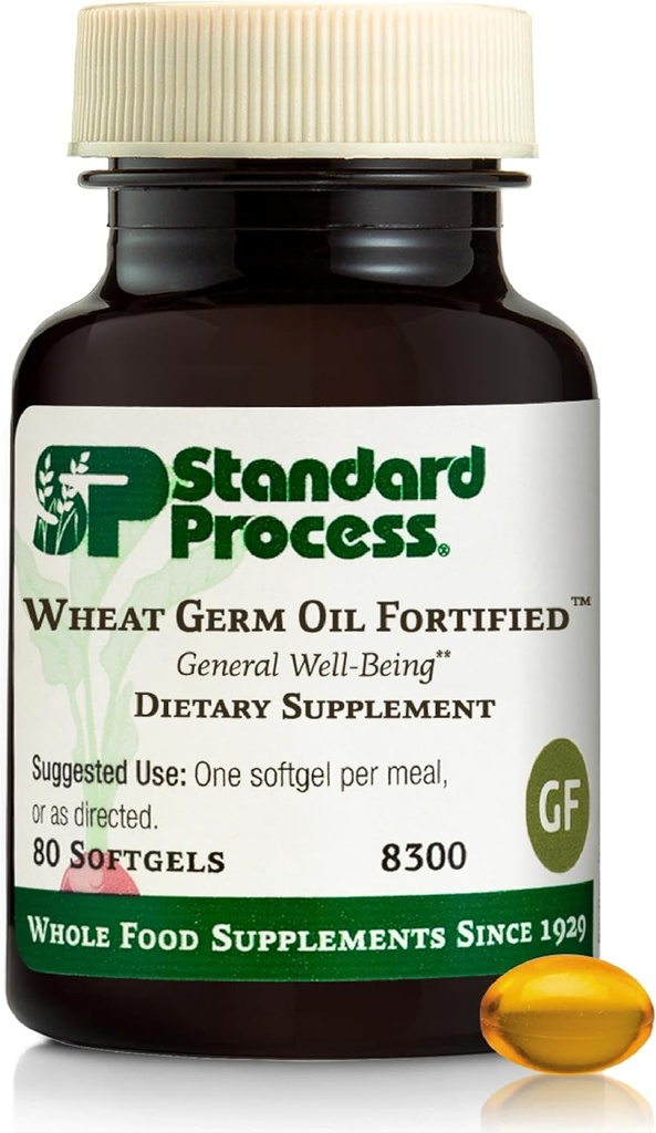 Standard Process Wheat Germ Oil Fortified - Immuunituki täydentää antioksidantti Activity - Gluteeniton, ei-meijeri & non-Soy - 80 Softgels (80 tarjoilua)