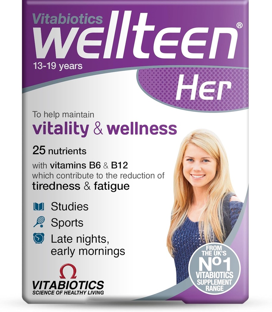 Vitabiotika Wellteen Her - Näringsstöd för tonåringar och unga kvinnor åldrar 13-19 - 30 tabletter