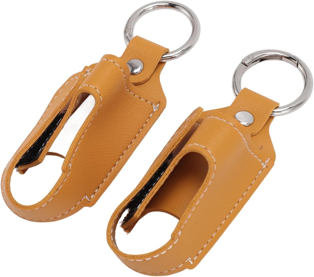 Generisk astma Inhaler Holder, Inhaler Case Inhaler Carrying Holder Clasp Closure Safety Carabiner Clip 2pcs Portable PU Leather Inhaler Protective Holder (Turmeric)