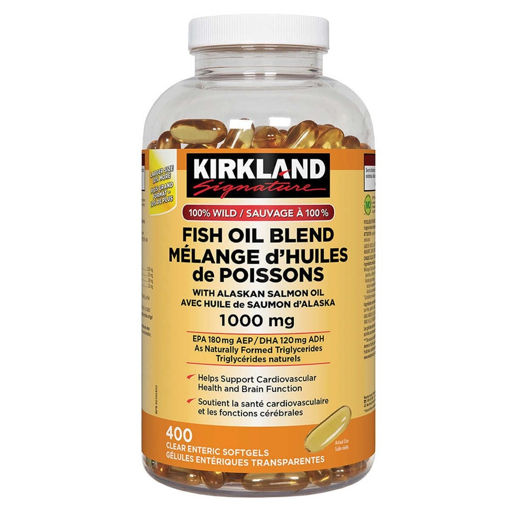 Costco Companies Inc. Kirkland Allekirjoitus 100% Wild Fish Oil Blend Alaska Salmon Oil, 1000mg, 400 Softgels