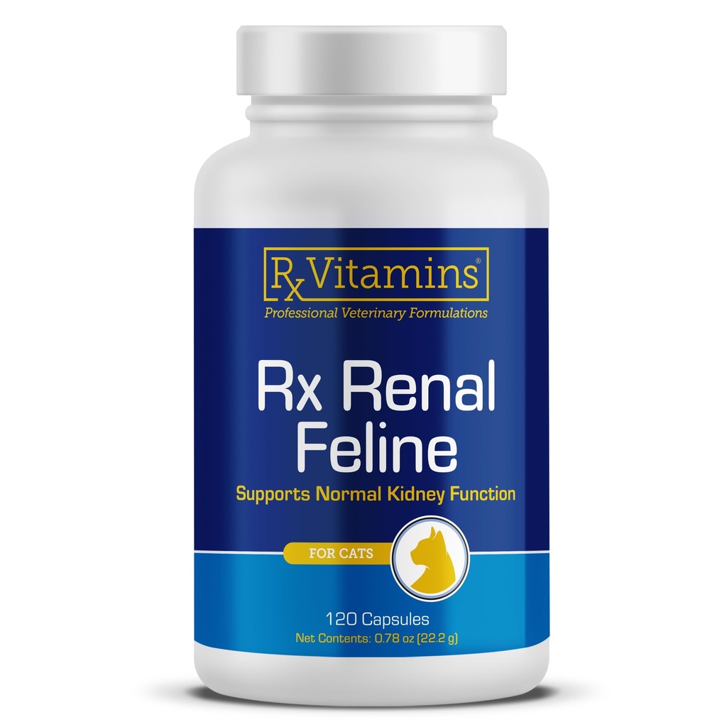 Rx Vitamins Renal Feline - Cat Kidney Support med mjölk Thistle för katter - Antiinflammatorisk för katter - ökar Cat Antioxidant Health & Cat Liver Support - Cat Immune Booster - 120 kapslar