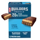 CLIF BUILDERS Proteiinipatukat - Evästeet 'n Cream Maku - 20g Kasvipohjainen proteiini - Gluteeniton - GMO:ton - Matala Glycemic - Ei keinotekoisia makeutusaineita - 2.4 oz. (12 pakkaus)