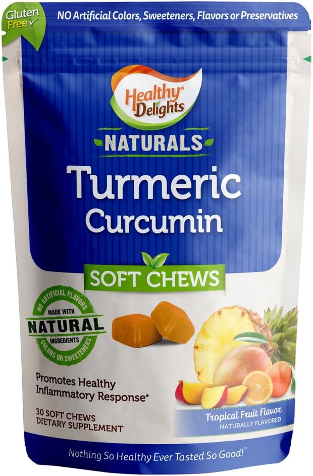 Terveelliset ilot Naturals, Turmeeric Curcumin Soft Chews, edistää terveen tulenkestävä vaste, herkullinen trooppiset hedelmät maku, 30 Count