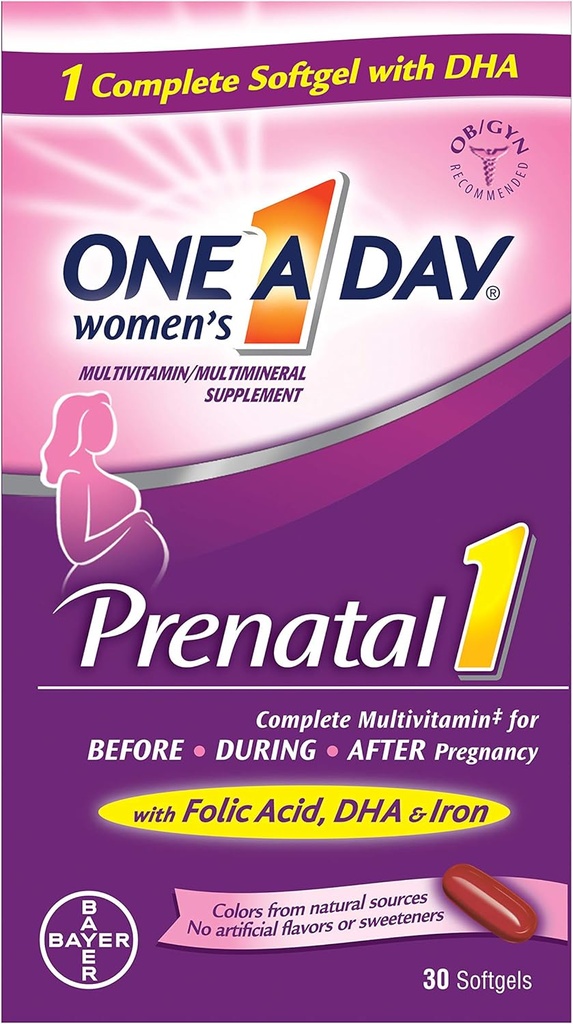 Yksi-A-Day Prenatal 1 DHA & Folic Acid Softgels, 30 ea (Pack of 6)