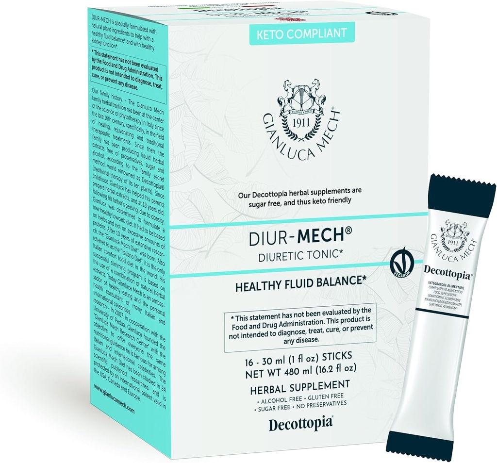 Gianluca Mech - Keto Compliant Diuretic Tonic med Drainage Function of Body Liquids med Horsetail, Diuretic i pinnar, 16x30ml