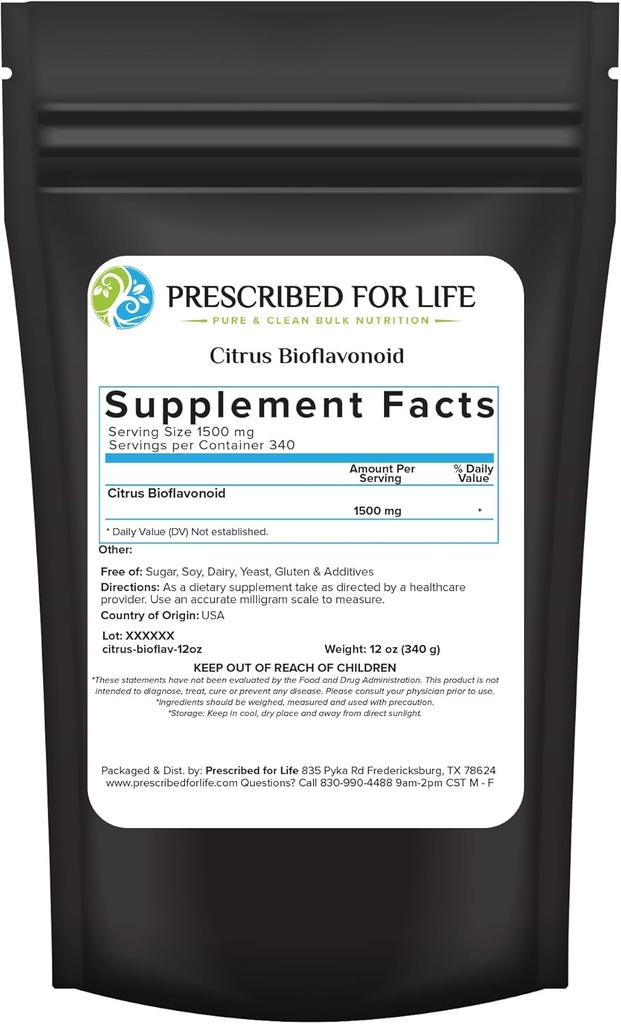 Förskriven för Life Citrus Bioflavonoids Powder, Pure Powdered Flavonoid Complex för antioxidant, cirkulation och öronhälsostöd (Citrus Limonium, Paradisi, Sinensis) (12oz / 340g)