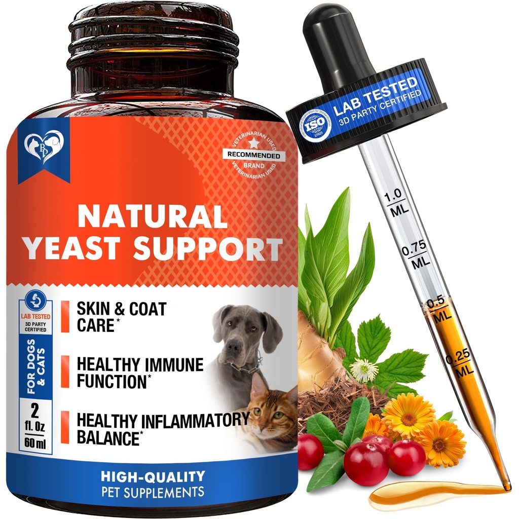 Luonnollinen kissat ja koirat Hiivatulehdus Anti kutina hoito - kutiava korvat, ihon ja allergia Oireet Relief - vähentää tulehdusta ja lievittää ärsytystä - Herbal Medicine Supplement Drops