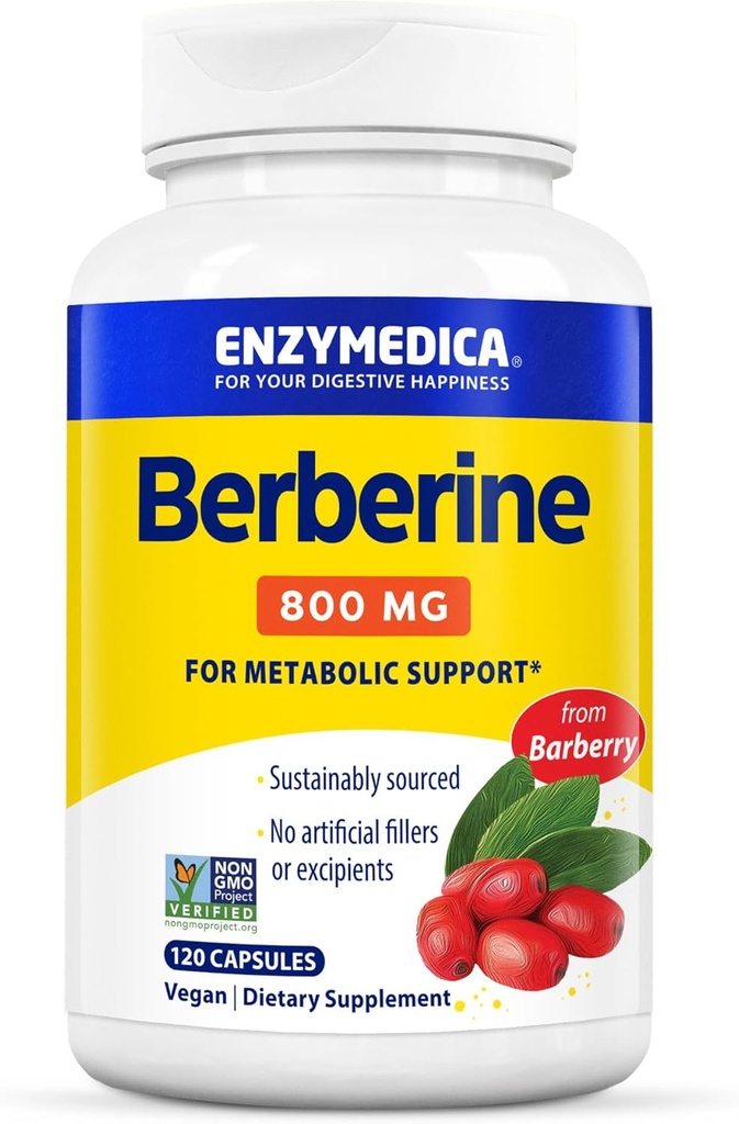 Enzymedica, berberiini, 800 mg, 120