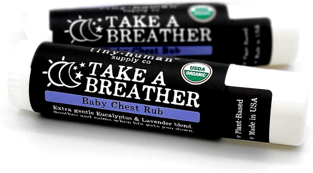 Organic Ta En Breather Baby Chest Rub Stick 2pk, 100% naturlig, lugnande Lavender & Eucalyptus, Petroleum Gratis, Cruelty Free