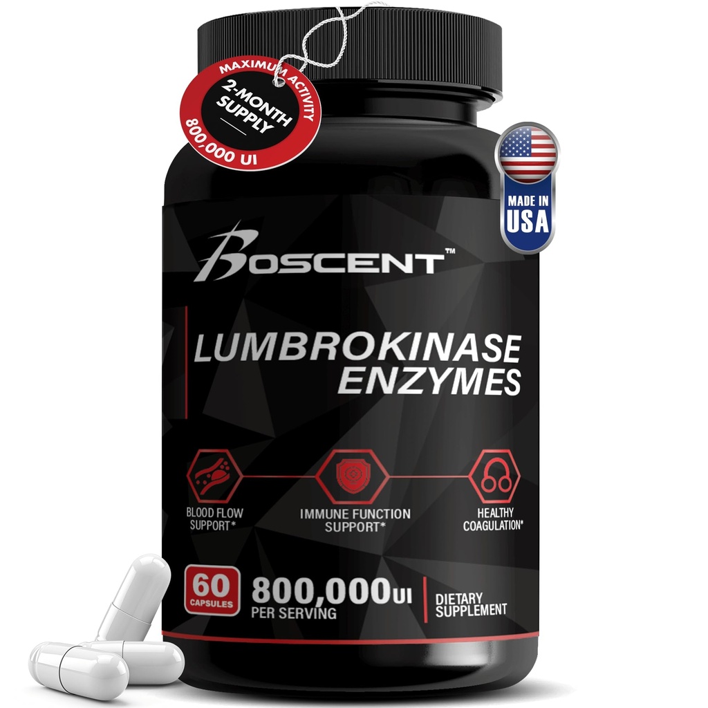 Lumbrokinaasi Supplement 40 mg (60 kapselia) - Maksimiaktiivisuus-800 000 UI - Pure Lumbrokinaasi Entsyymit Ruoansulatusentsyymit, Parempi kuin serapeptaasi Nattokinaasi Supplement, Lab Tested, Non GMO