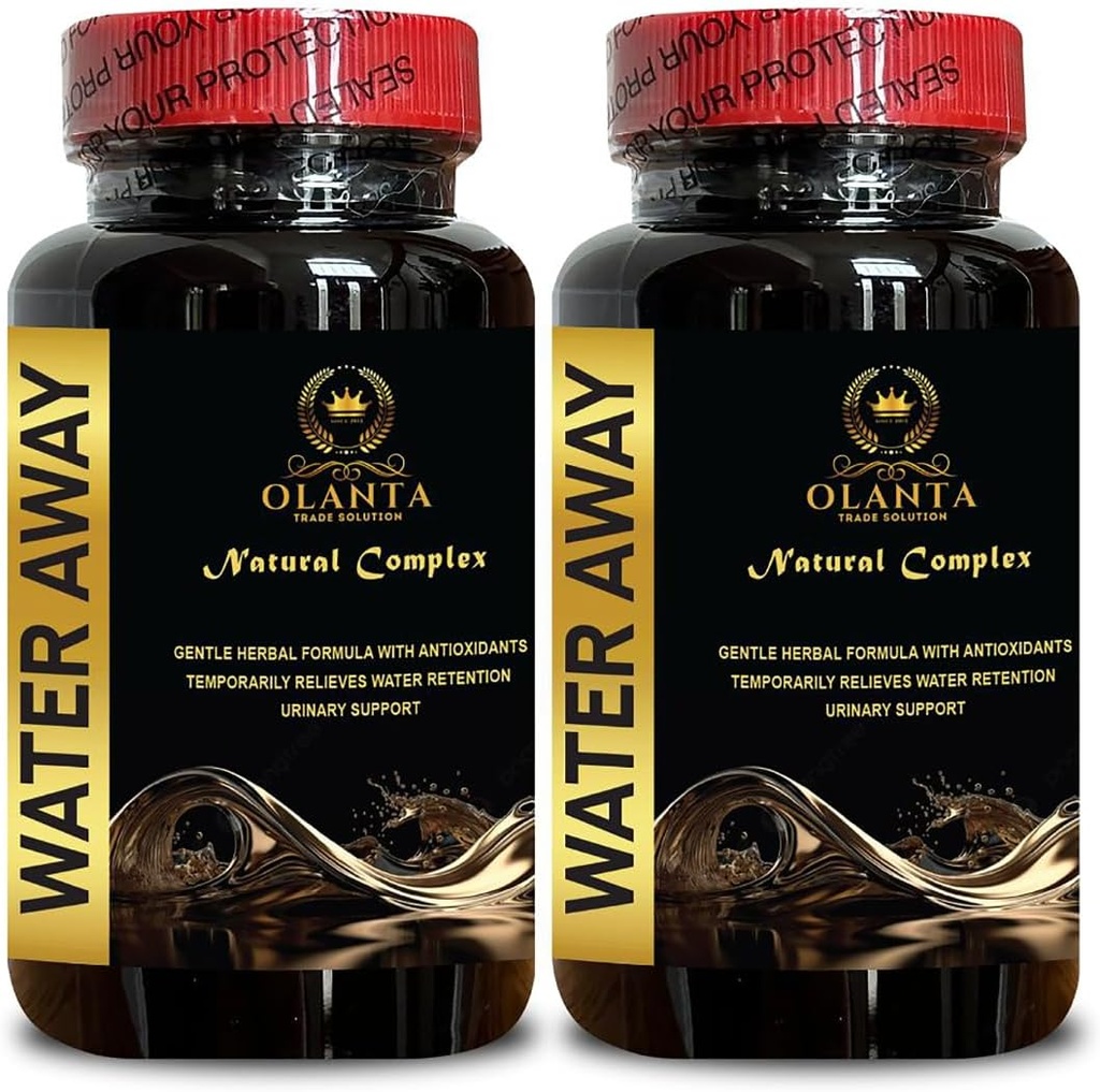 Natural Water Away pillereitä - Diureettinen vesi pillereitä, nopea toimia turvotus helpotus, veden säilytyksen helpotus, virtsahapon ruokavalio, veden säilyvyys ja punoitus - 2 pulloa