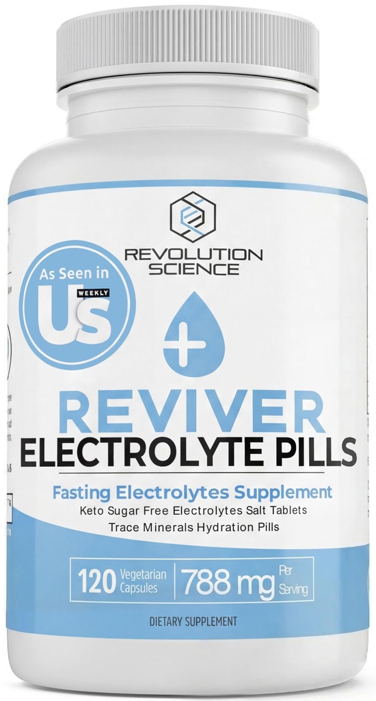 REVIVER Superior Absorption Electrolyte Pills - Salt tabletter för löpare & Fasting Electrolytes Supplement, Sugar-Free Salt Pills för Hydration, Cramp Defense, Keto Support 120, Electrolyte Capsules