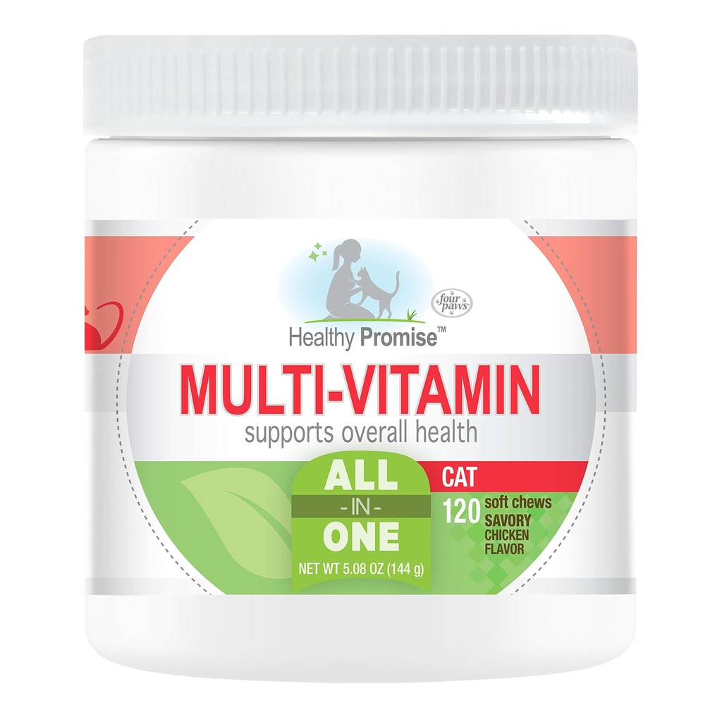 Neljä tassua Terve Luvattu Kissa Multivitamiini pehmeä purut 120