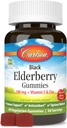 Carlson - Black Elderberry Gummies, C-vitamiini & Sinkki, Immuunituki, 60 Gummies