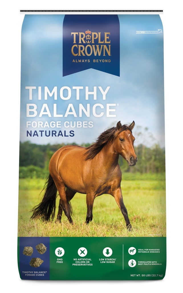 Triple Crown Timothy Cubes Balancing Horse Supplement, Timothy Hay Beet Pulp för hästar, Low Sugar Horse Feed, Laminitis Support, 50 lbs