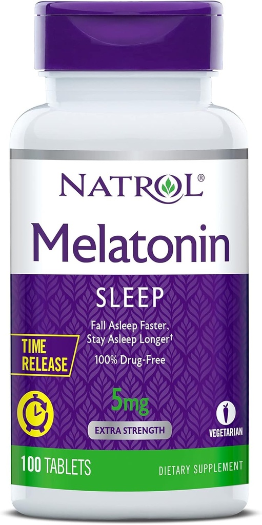 Natrol Aika-Julkaise melatoniini 5 mg, ravintolisä lepoun *, 100 tablettia (pakkaus 2), 200 päivän tarjonta