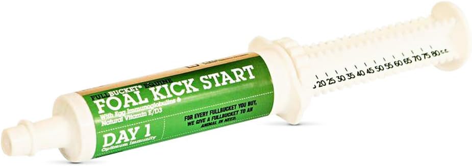 FullBucket Equine Foal Kickstart Paste - Perfekt för nyfödda foals på dag 1 för att stödja hälsosam immun & Digestive System Health, 1 Tube